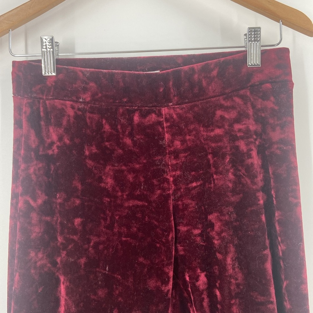 Yelete burgundy velvet velour flare wide leg pull on pants 70's vibe